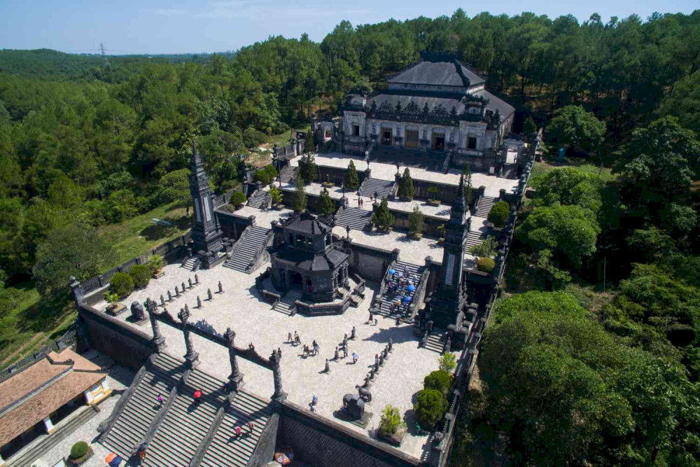 Mausoleum of Emperor Khai Dinh is famous for its unique blend of Eastern and Western architectural styles